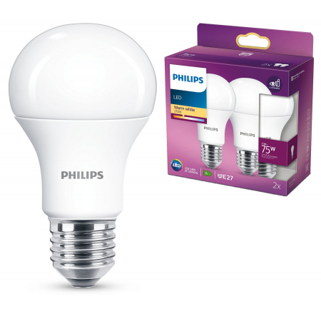 Philips Żarówka LED x2 sztuki E27 11w=75W 2700K